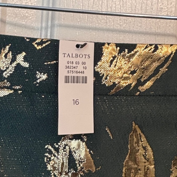 Talbots Floral Gold and Green Midi Skirt Women’s Size 16 New W Tags Femine - Picture 8 of 9